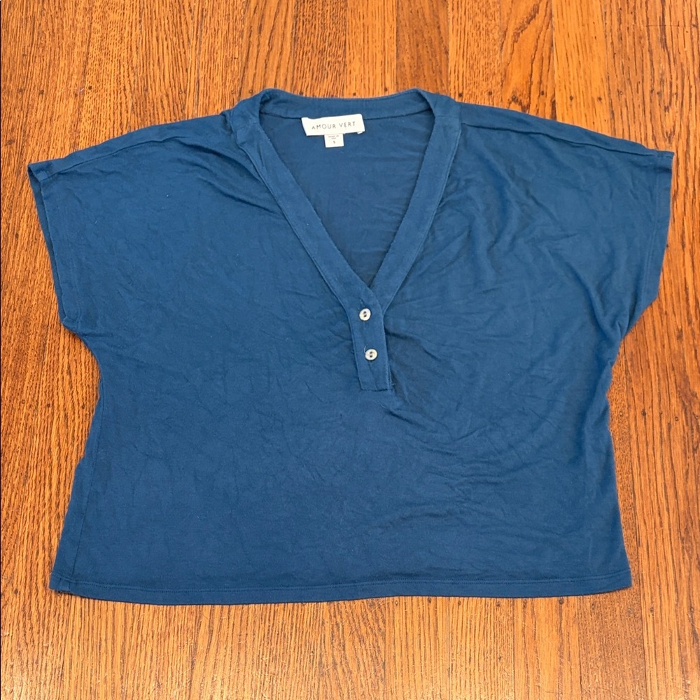 3 for $20 Amour Vert Navy Blue Top | Minimalist Modal Tee | Sustainable S